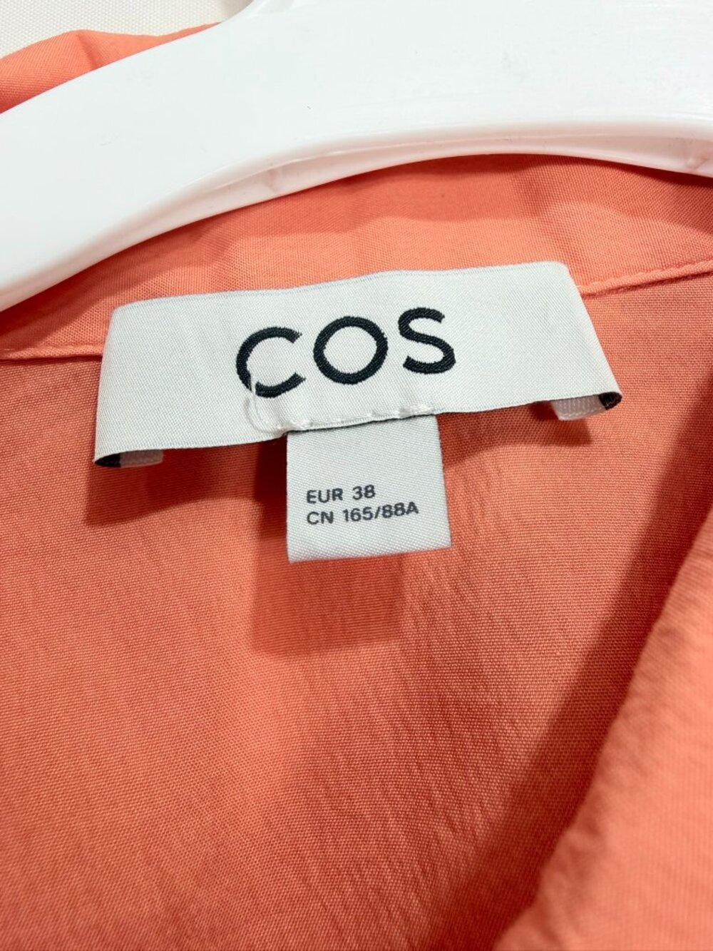 COS NWOT Poplin Crop Blouse Peter Pan Collar Puff Sleeve Size US M Salmon Color - Picture 3 of 9